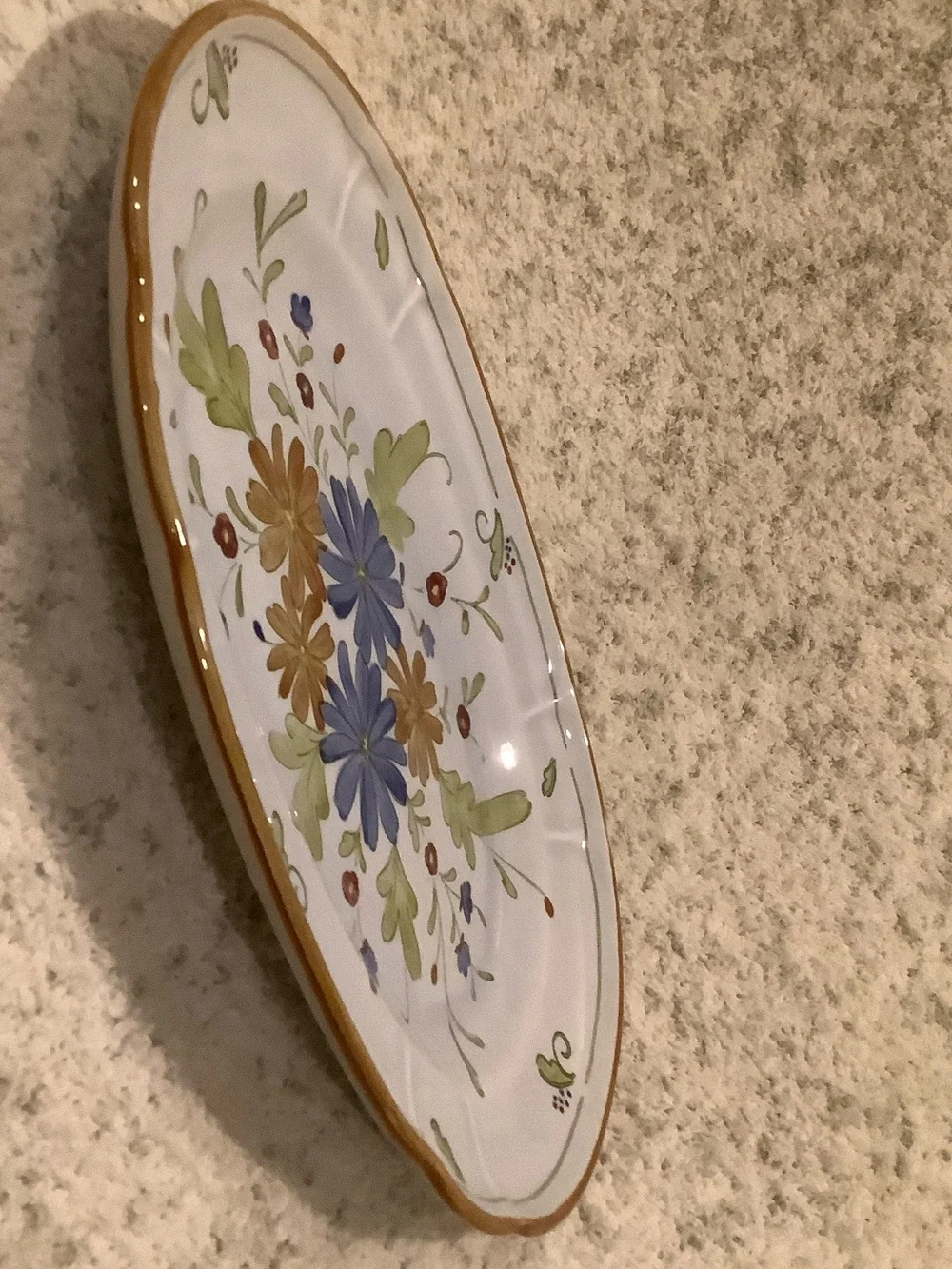 Metlox Hand-Painted Floral Ceramic Serving Platter NWT 13.5x10” Los Angeles CA